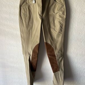 Tan Riding Pants with Brown Suede
